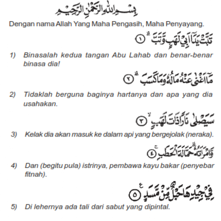 Detail Surat Al Lahab Adalah Surat Ke Nomer 2