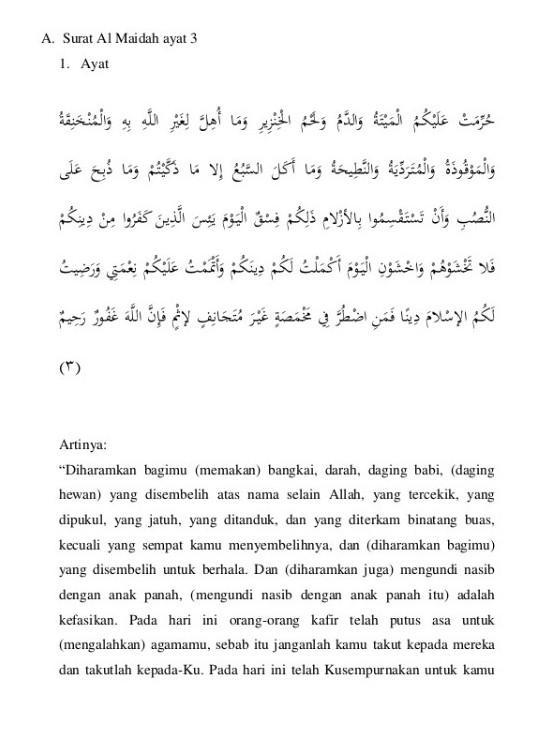 Detail Surat Al Maidah Ayat 2 Sampai 3 Beserta Artinya Nomer 21
