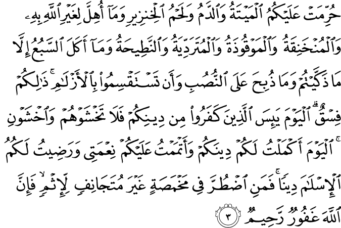 Detail Surat Al Maidah Ayat 3 Arab Latin Dan Artinya Nomer 3