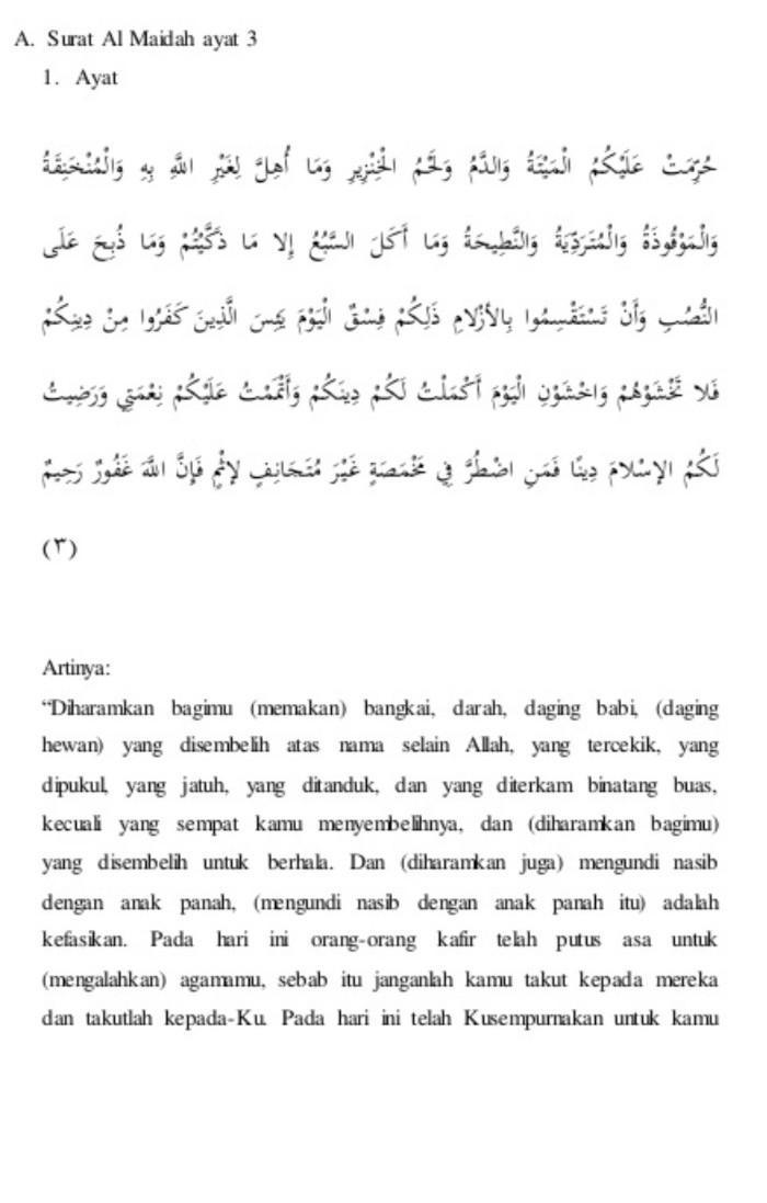 Detail Surat Al Maidah Ayat 3 Beserta Artinya Nomer 13