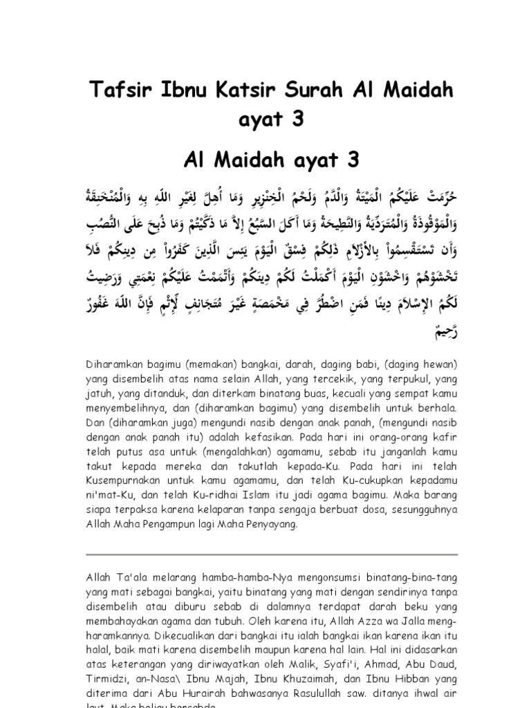 Detail Surat Al Maidah Ayat 3 Latin Dan Arti Nomer 4