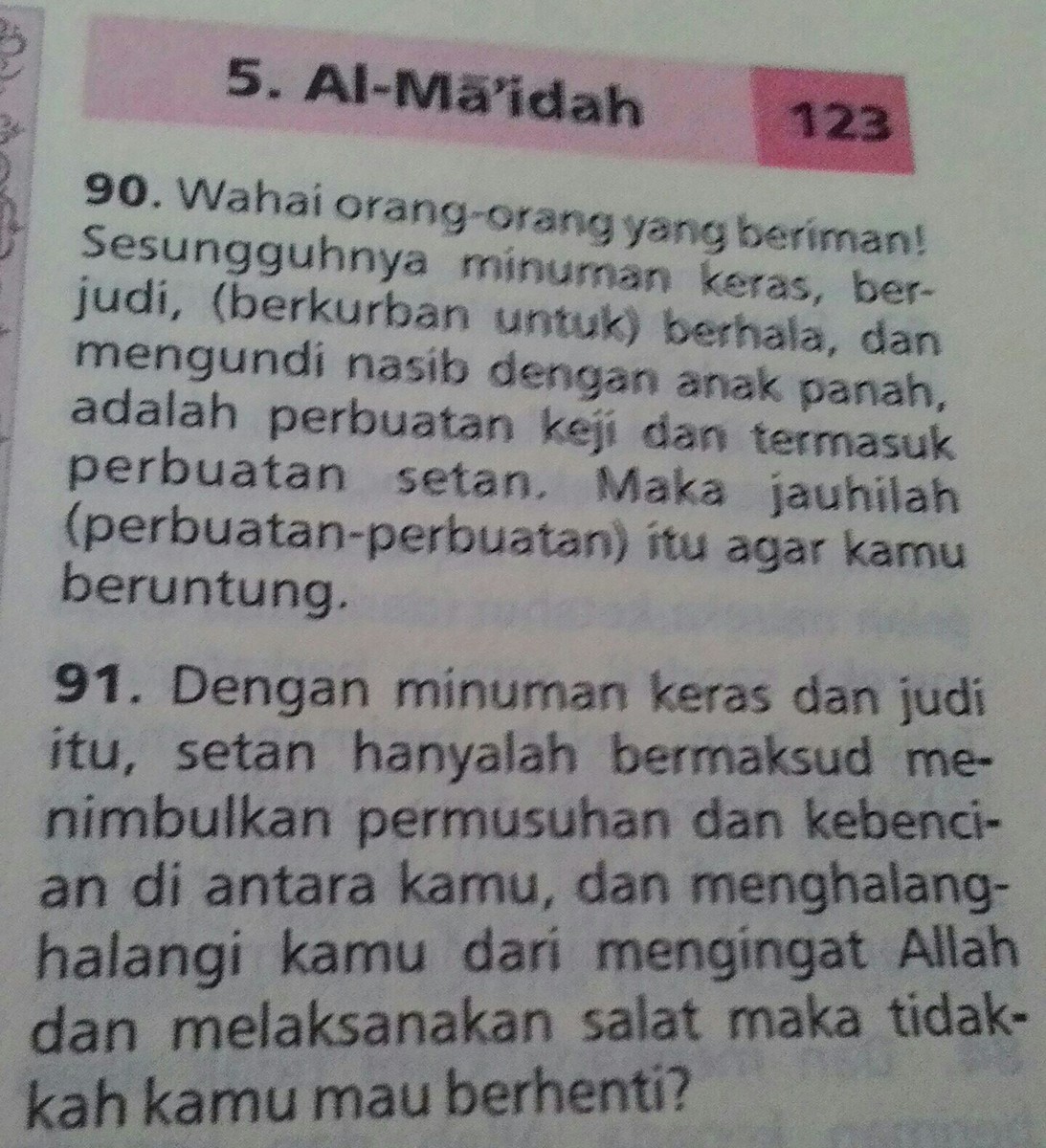 Detail Surat Al Maidah Ayat 90 Dan Artinya Nomer 18