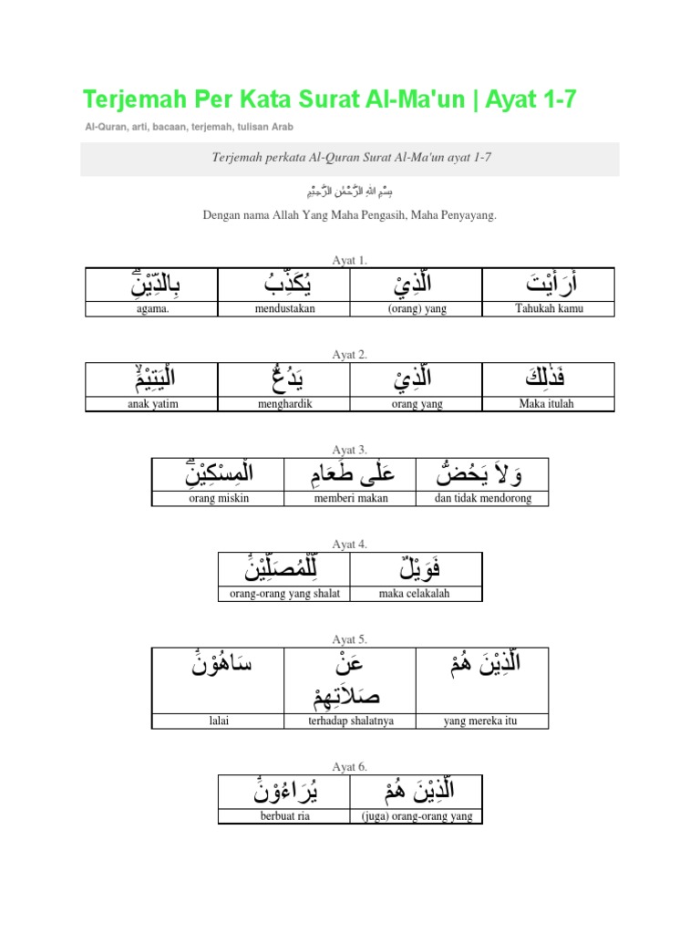 Detail Surat Al Maun Bahasa Indonesia Nomer 52