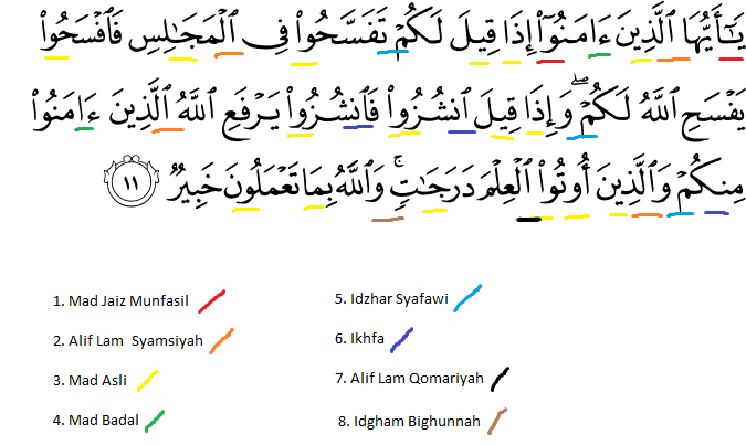 Detail Surat Al Mujadalah Ayat 11 Beserta Tajwidnya Nomer 3