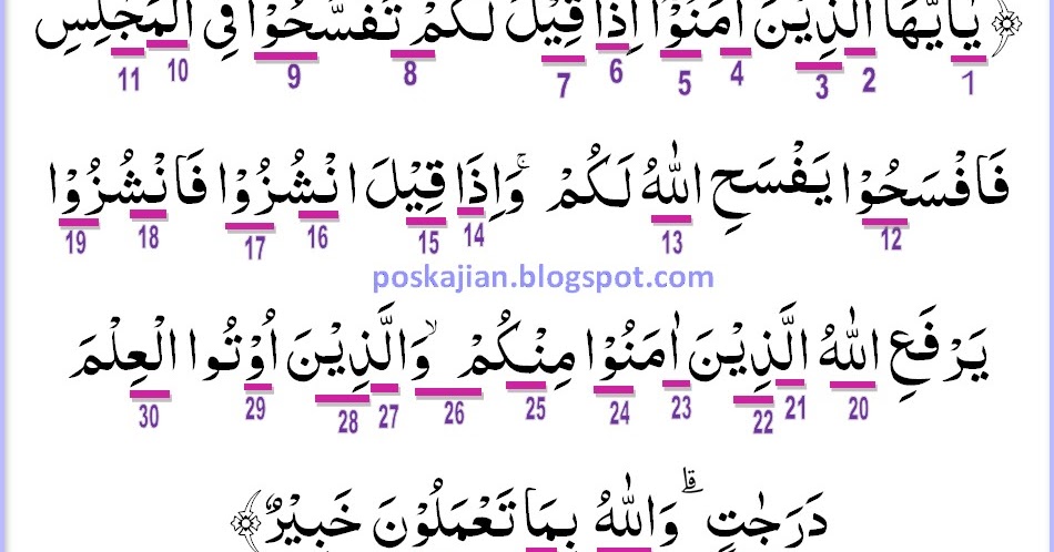 Detail Surat Al Mujadalah Ayat 11 Beserta Tajwidnya Nomer 8