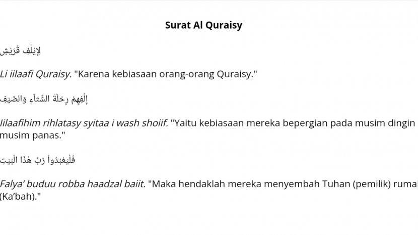 Detail Surat Al Quraisy Latin Dan Artinya Nomer 6