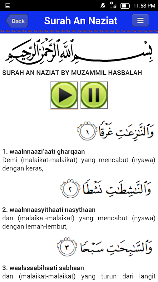 Detail Surat An Naziat Latin Nomer 46