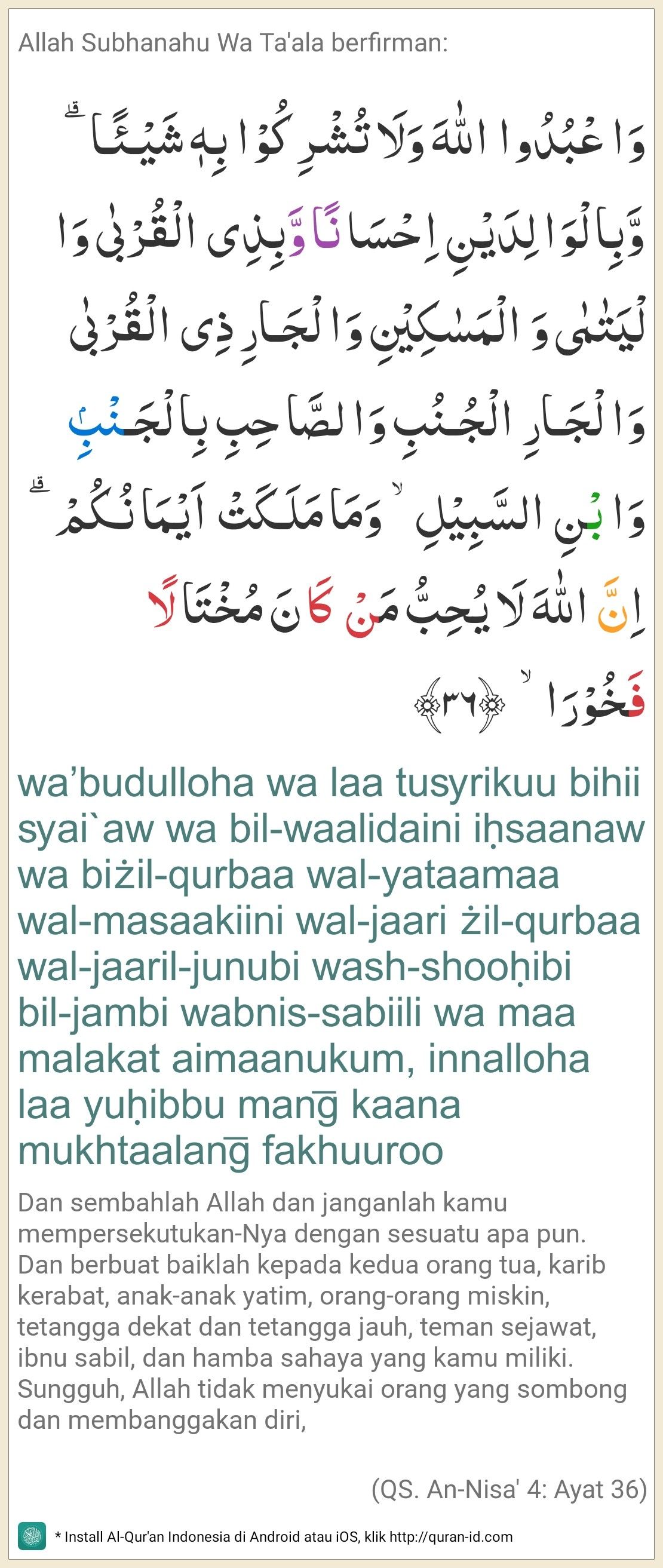 Detail Surat An Nisa Ayat 36 Latin Dan Artinya Nomer 17