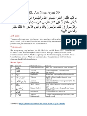 Detail Surat An Nisa Ayat 59 Beserta Tajwidnya Nomer 43