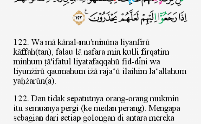 Detail Surat At Taubah Ayat 122 Beserta Terjemahannya Nomer 11