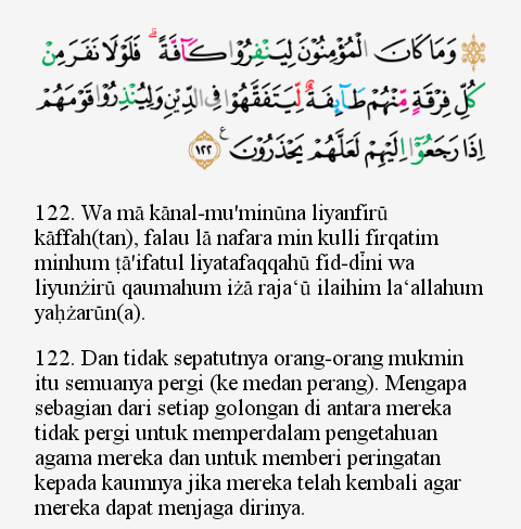 Detail Surat At Taubah Ayat 122 Beserta Terjemahannya Nomer 8