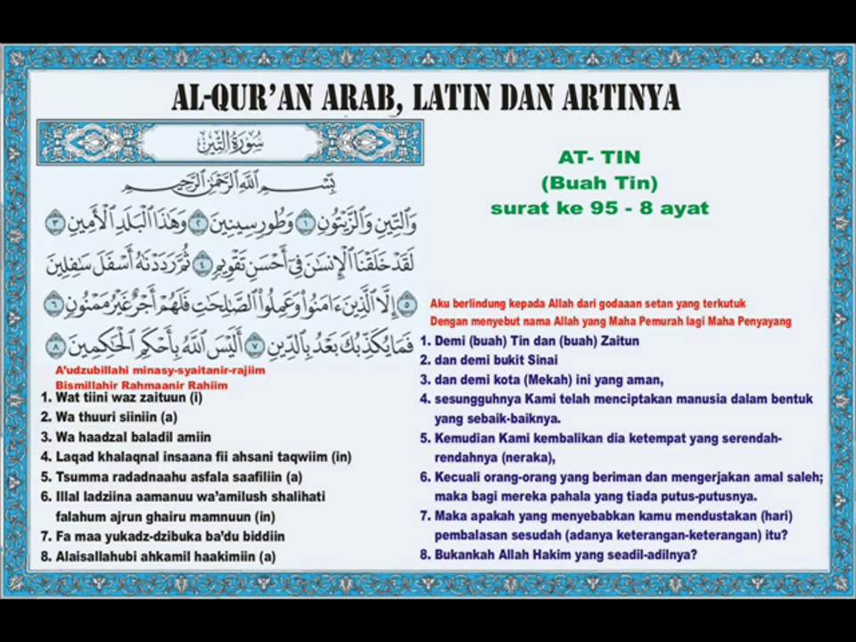 Surat At Tin Beserta Latinnya - KibrisPDR