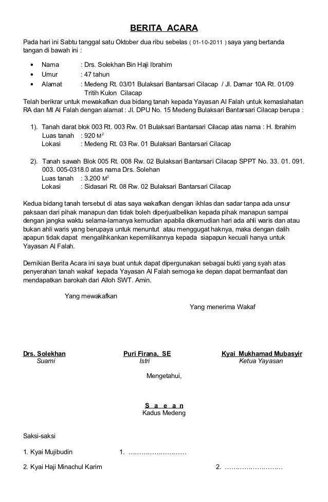 Detail Surat Berita Acara Nomer 42