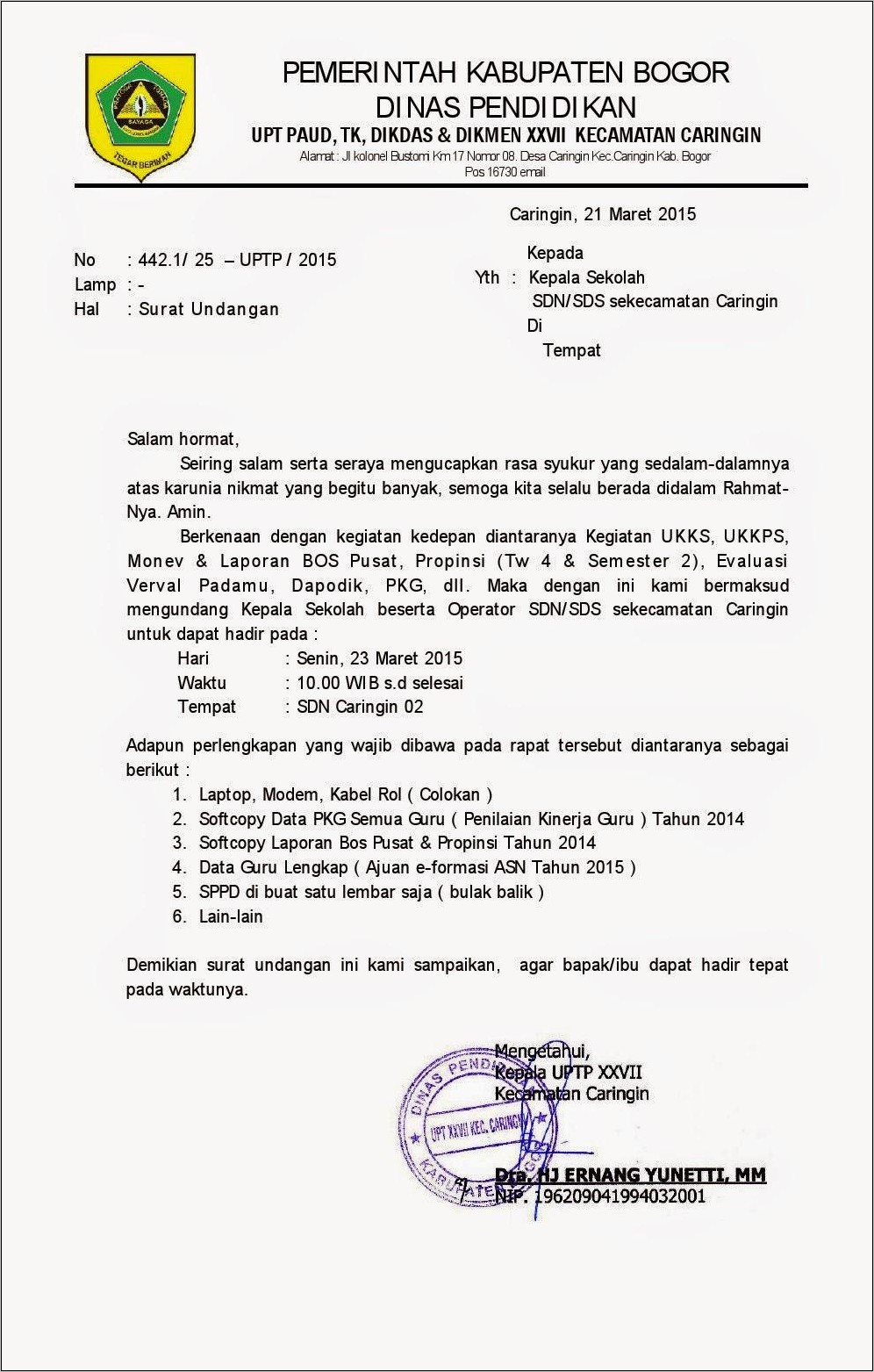 Detail Surat Dinas Undangan Rapat Nomer 16