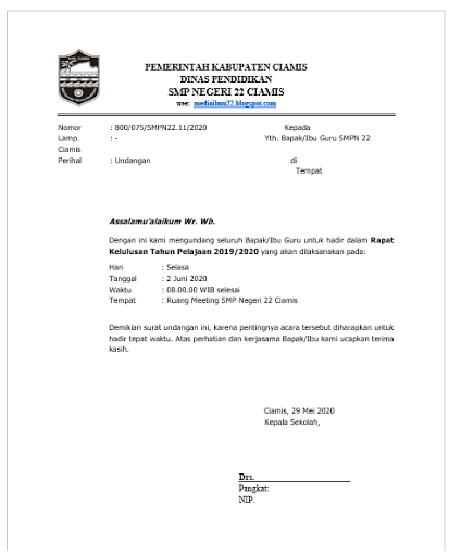 Detail Surat Dinas Undangan Rapat Nomer 41