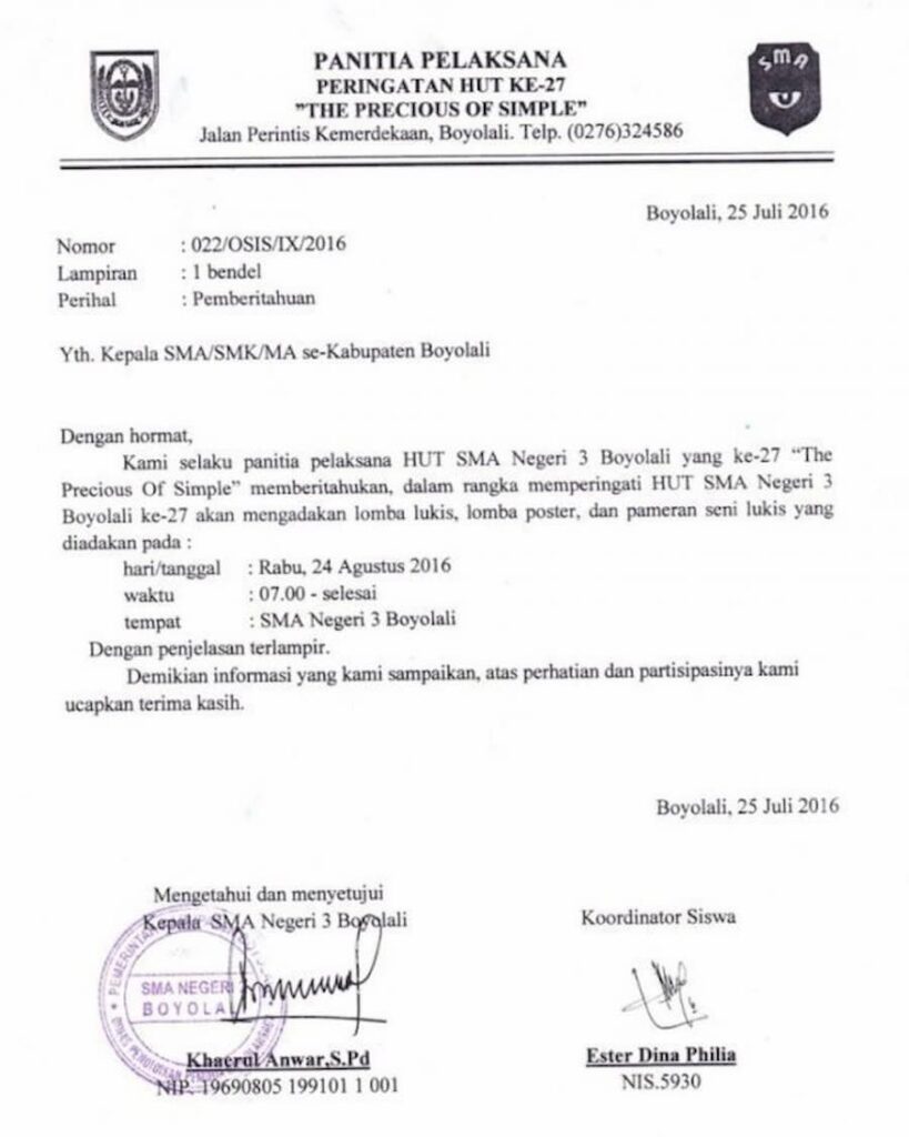 Detail Surat Formal Bahasa Indonesia Nomer 33