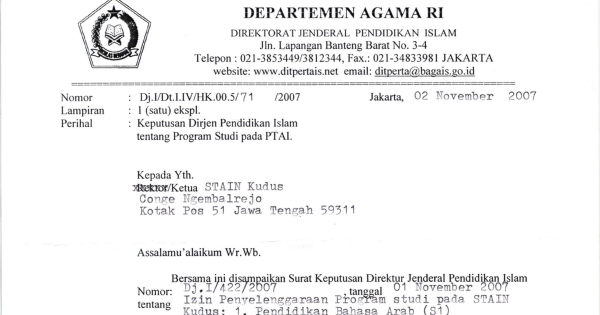 Detail Surat Izin Dalam Bahasa Arab Nomer 38