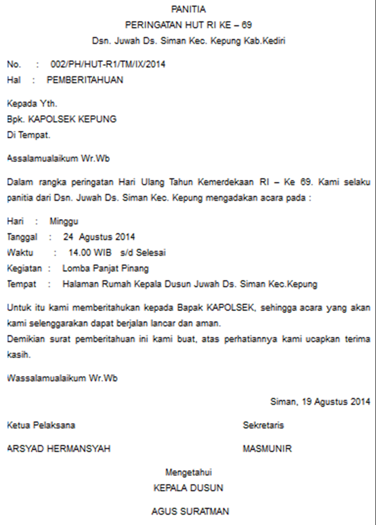 Detail Surat Izin Mengadakan Acara Nomer 14