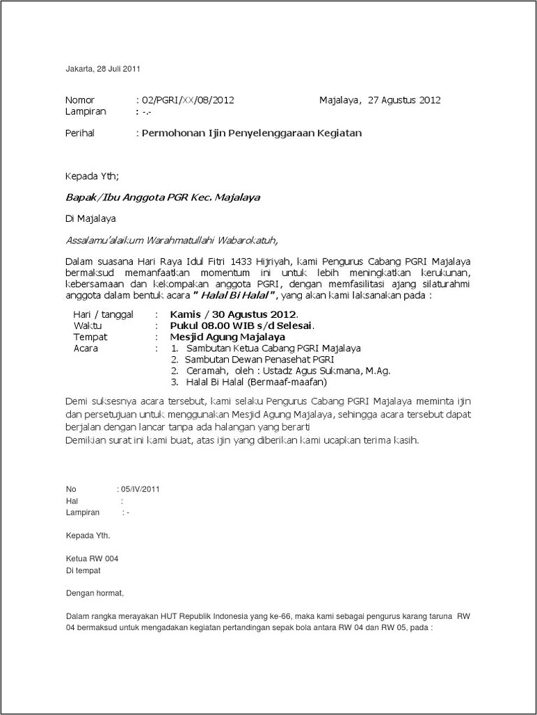 Detail Surat Izin Mengadakan Acara Nomer 18