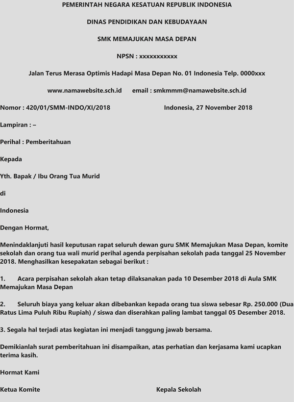 Detail Surat Izin Mengadakan Acara Nomer 29