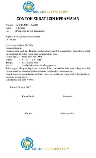 Detail Surat Izin Mengadakan Acara Nomer 36