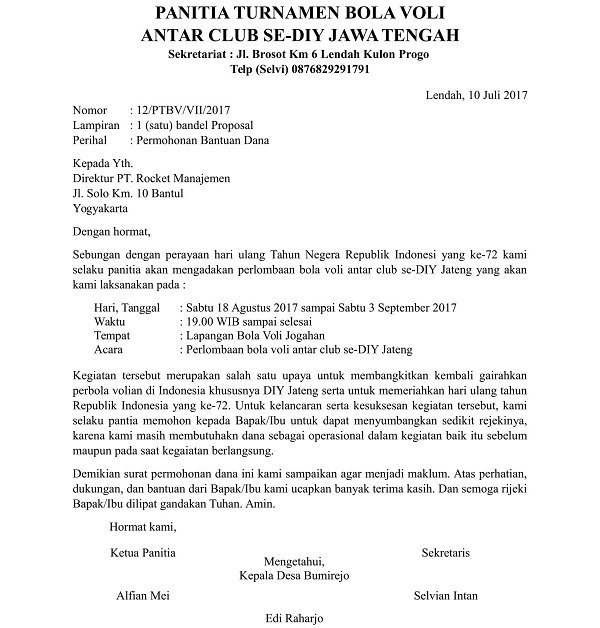 Detail Surat Izin Mengadakan Acara Nomer 45