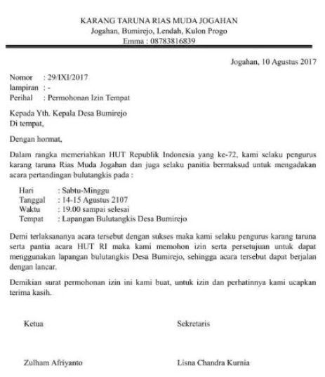 Detail Surat Izin Mengadakan Acara Nomer 50