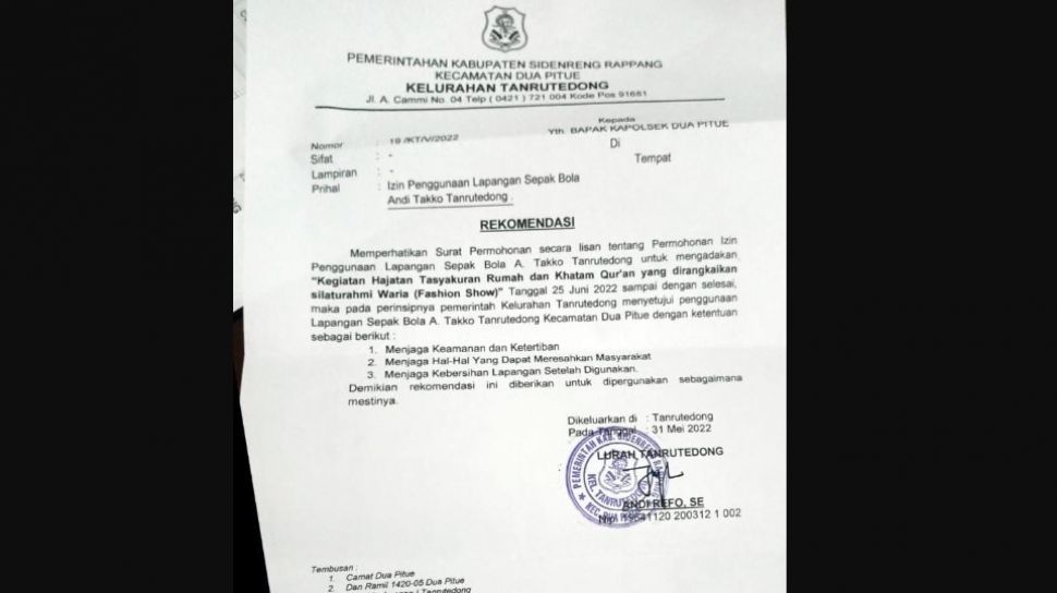 Detail Surat Izin Mengadakan Acara Nomer 52