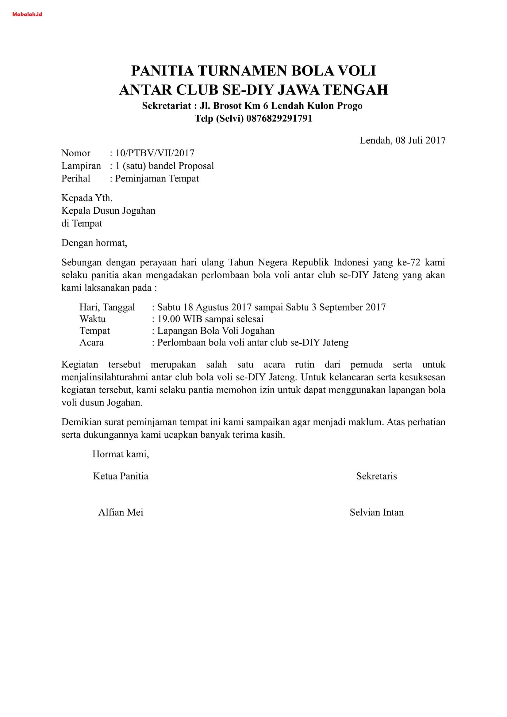 Detail Surat Izin Mengadakan Acara Nomer 10