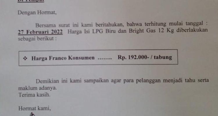 Detail Surat Kenaikan Harga Nomer 37