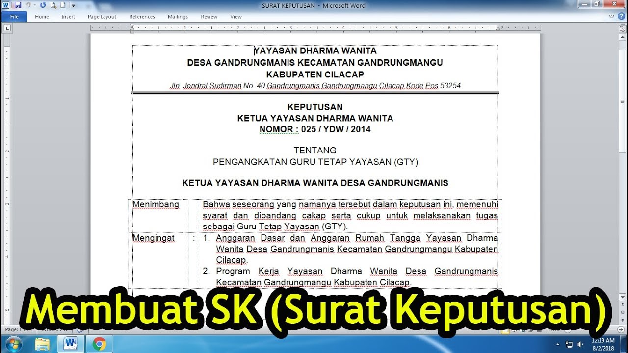 Detail Surat Keputusan Adalah Nomer 26