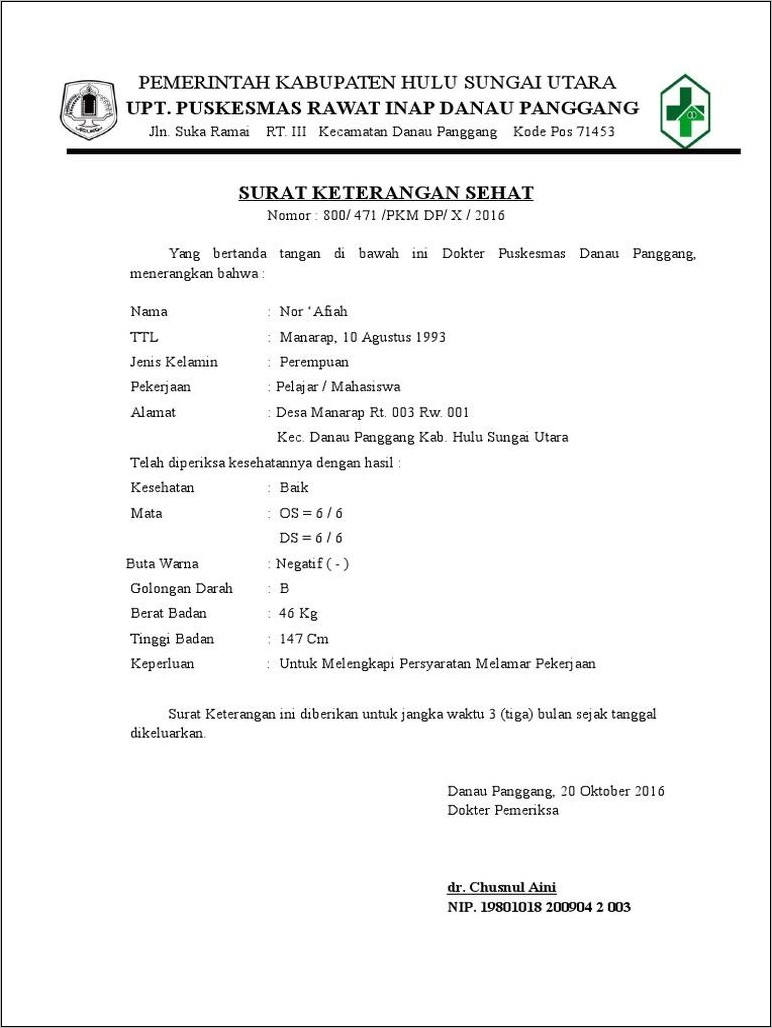 Detail Surat Kesehatan Untuk Kerja Nomer 19