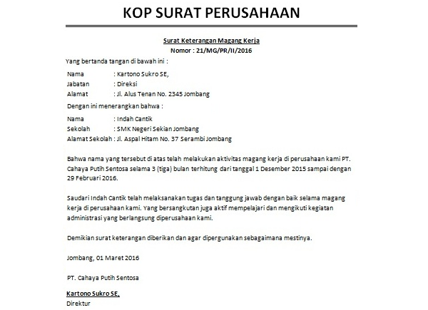 Detail Surat Keterangan Kerja Untuk Kuliah Nomer 41