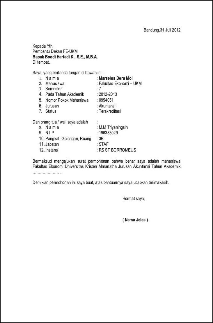 Surat Keterangan Masih Kuliah Dalam Bahasa Inggris - KibrisPDR