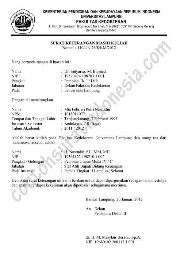 Detail Surat Keterangan Masih Kuliah Dalam Bahasa Inggris Nomer 16