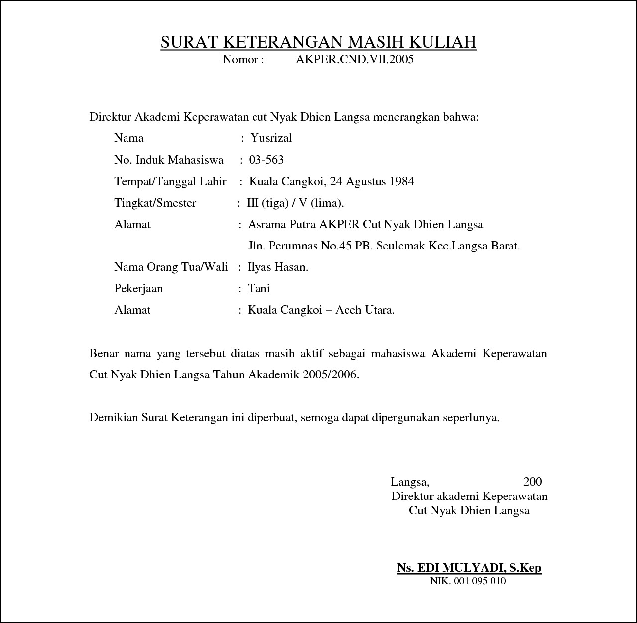 Detail Surat Keterangan Masih Kuliah Dalam Bahasa Inggris Nomer 3