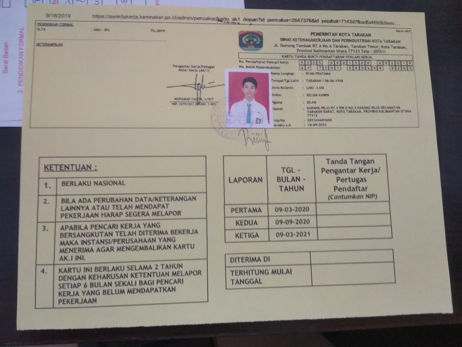 Detail Surat Keterangan Pencari Kerja Nomer 8