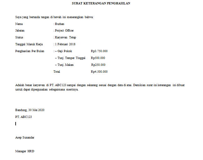 Detail Surat Keterangan Penghasilan Untuk Kpr Nomer 6