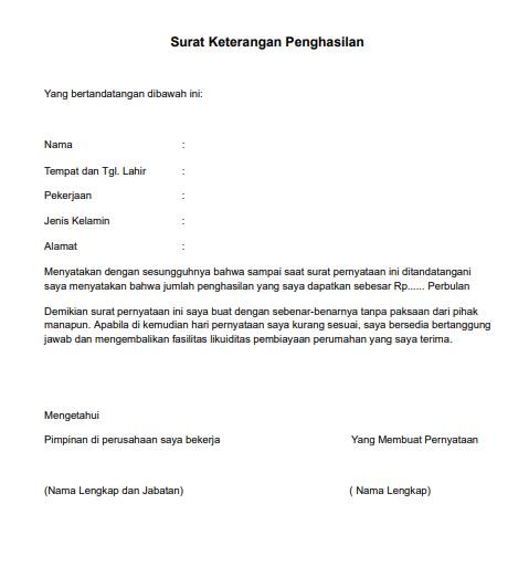 Detail Surat Keterangan Penghasilan Untuk Kpr Nomer 9