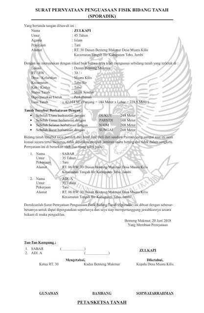 Detail Surat Keterangan Penguasaan Tanah Secara Sporadik Nomer 12