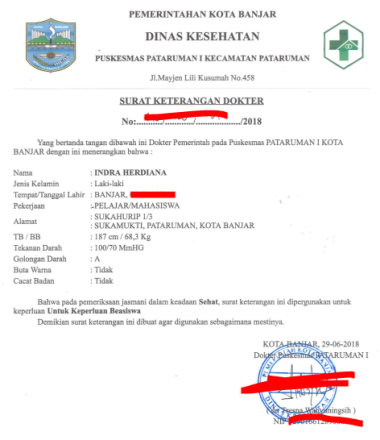 Detail Surat Keterangan Sehat Bahasa Inggris Nomer 6