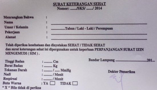 Surat Keterangan Sehat Untuk Sim - KibrisPDR