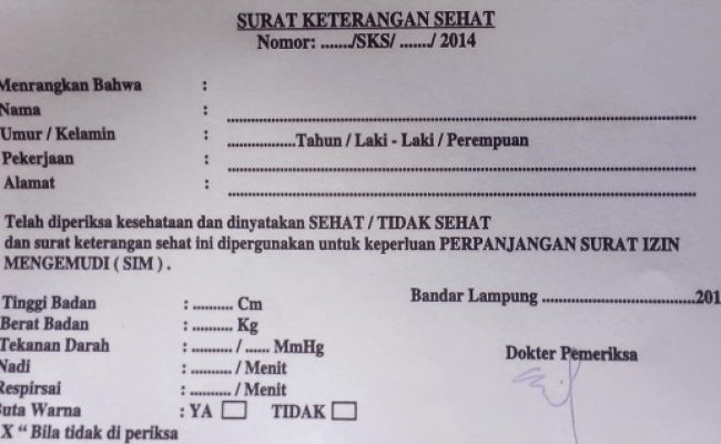 Detail Surat Keterangan Sehat Untuk Sim Nomer 46