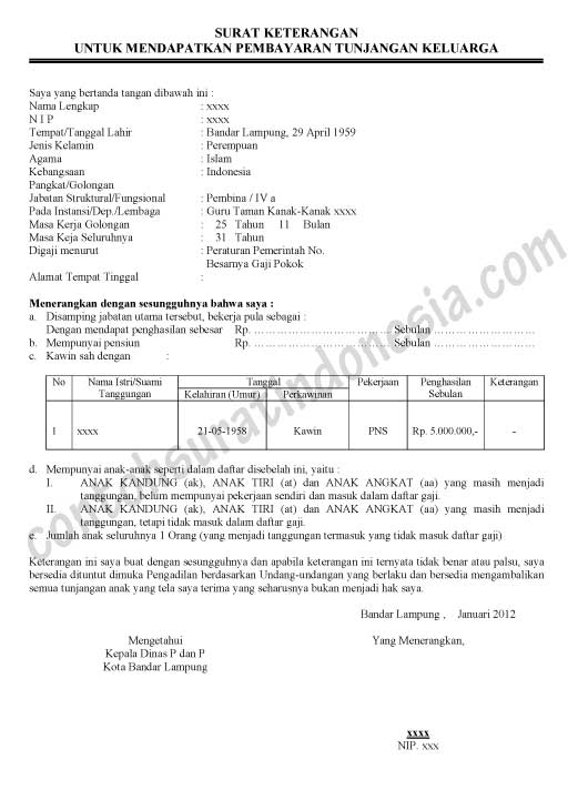 Detail Surat Keterangan Untuk Mendapatkan Pembayaran Tunjangan Keluarga Nomer 11