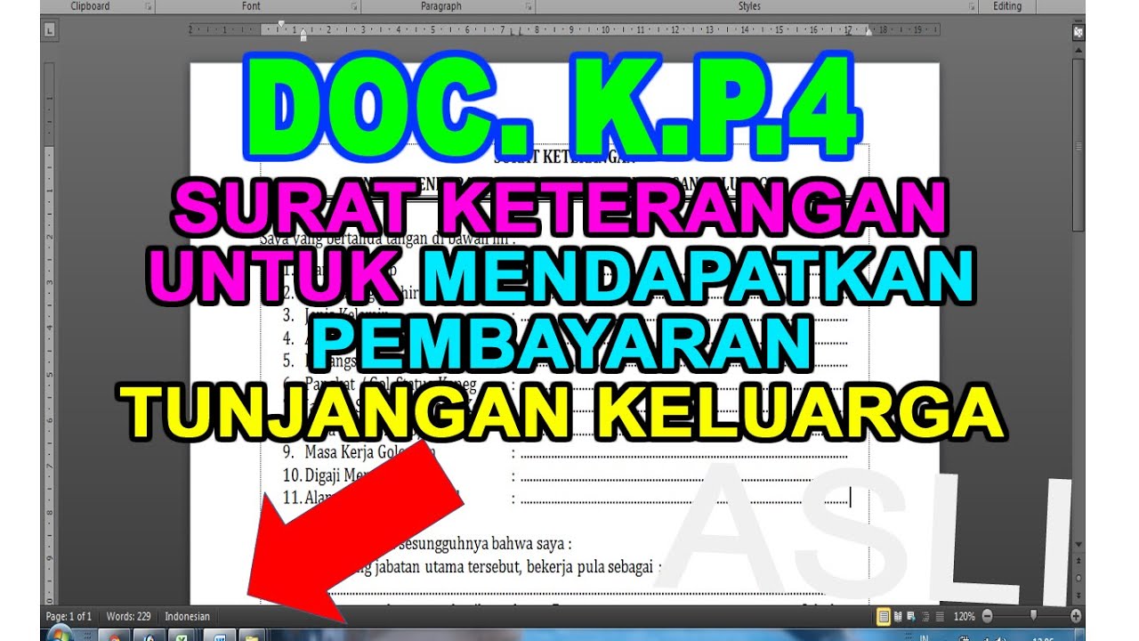 Detail Surat Keterangan Untuk Mendapatkan Pembayaran Tunjangan Keluarga Nomer 28