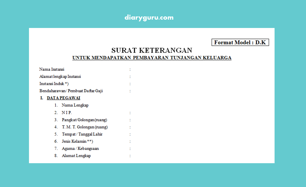 Detail Surat Keterangan Untuk Mendapatkan Pembayaran Tunjangan Keluarga Nomer 35