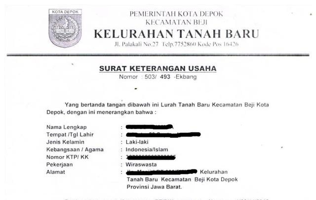 Detail Surat Keterangan Usaha Online Nomer 20