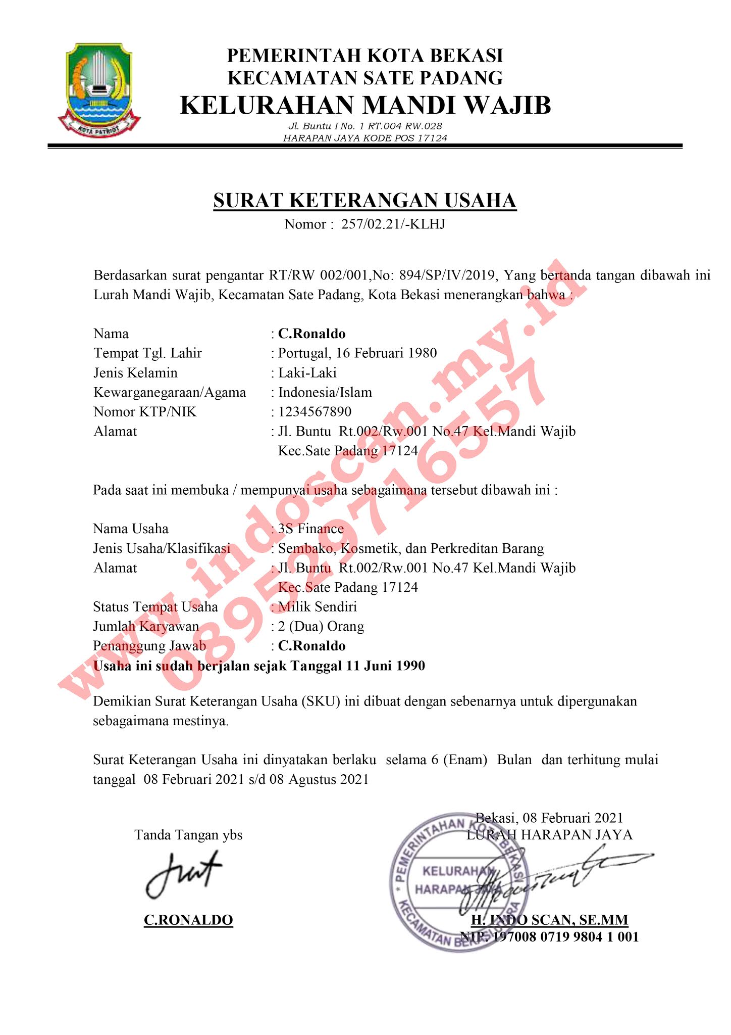 Detail Surat Keterangan Usaha Online Shop Nomer 14