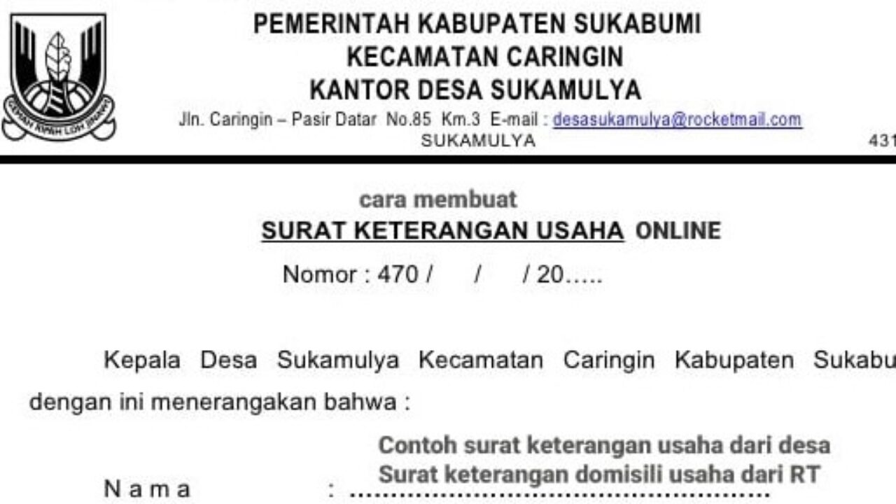 Detail Surat Keterangan Usaha Online Shop Nomer 31