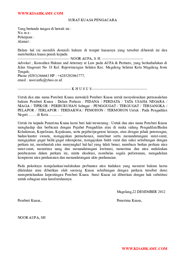Surat Kuasa Pengacara - KibrisPDR